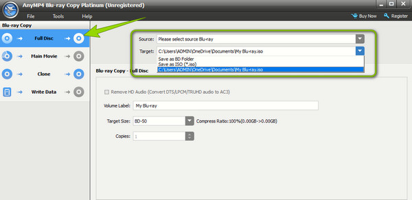 Copy Platinum Choose Source