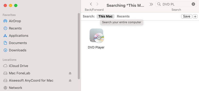 Finder DVDPlayer