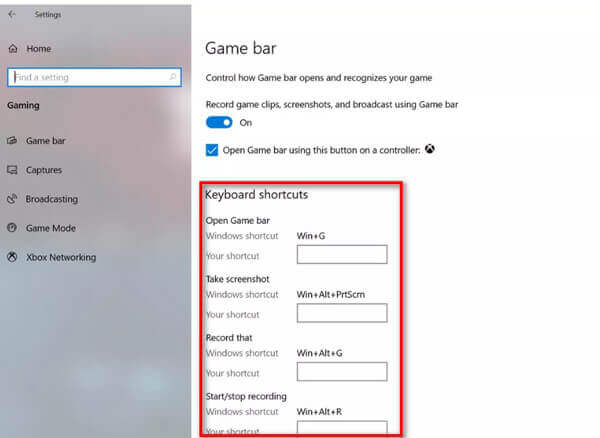 Game Recording Hotkeys Settings Game Bar