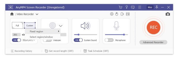 Select recording region