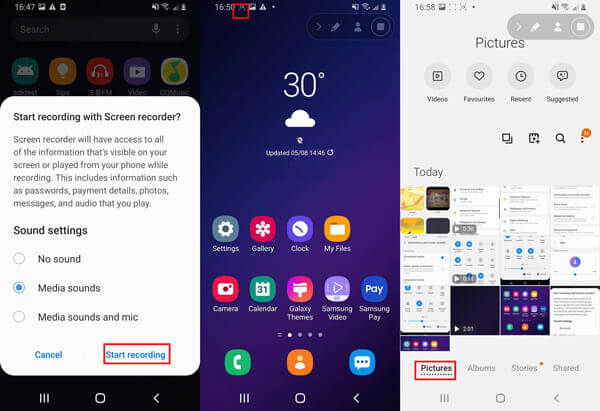 Record screen on Samsung