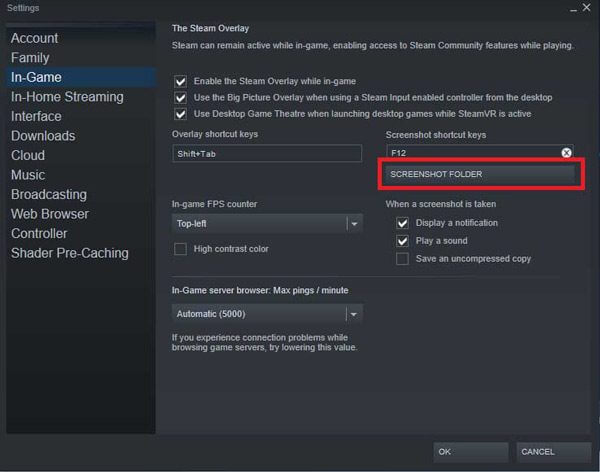 Change steam screenshot folder location