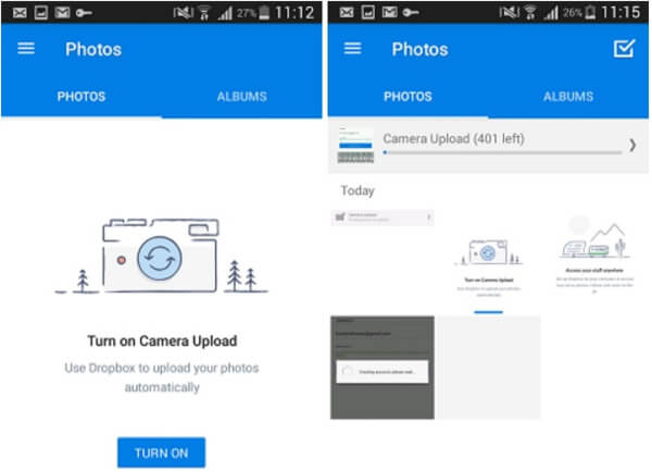 backup android photos to dropbox