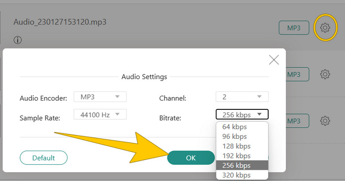 Online Convert Audio Bitrate Set