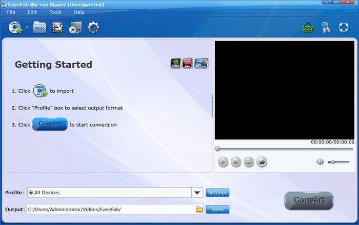 EaseFab Blu-ray Ripper Interface