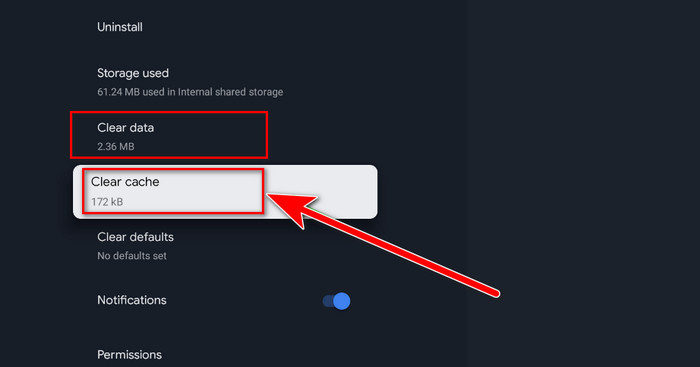 Clear Cache and Data