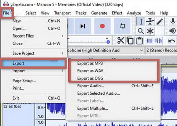 Audacity Compress Export