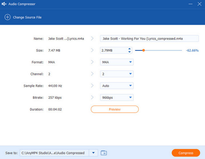 Compress Audio Preview Compress