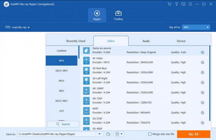 Blu-ray Ripper Output Format Custom Profile