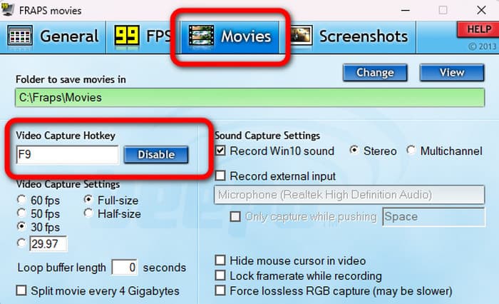 Movies Video Capture Hotkeys