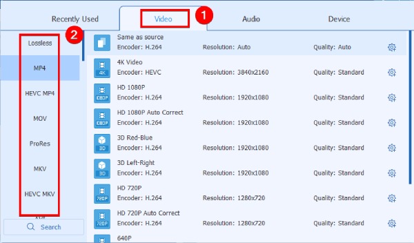 Select A Format For Blu Ray