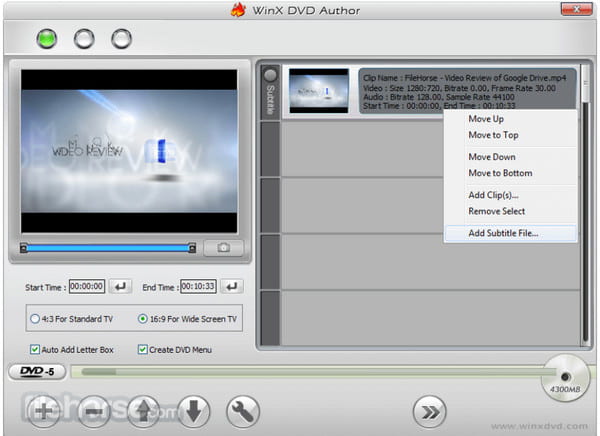 Winx DVD Author Burn M4V to DVD