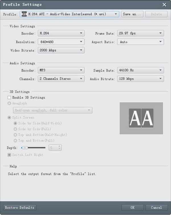 Blu-ray Ripper Profile Video Settings