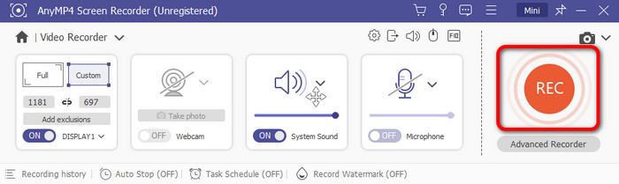 Click REC Begin Process