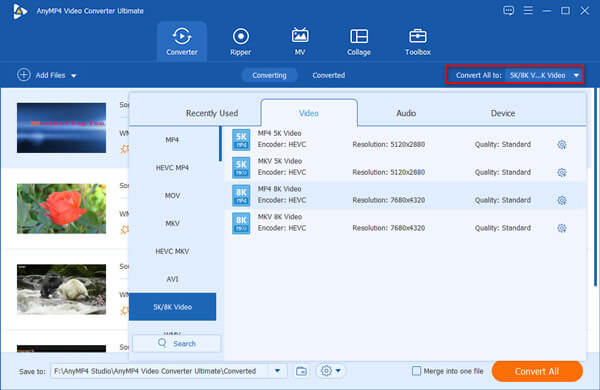 Select Output Format as MP4