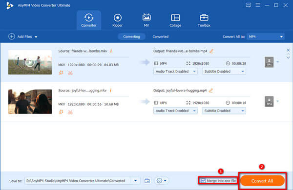 Tick the MErge into one File Box