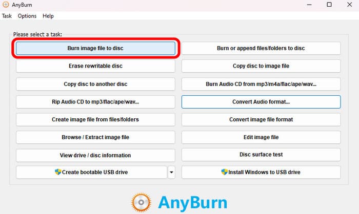 Burn File Option