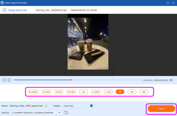 Change Video Speed Export