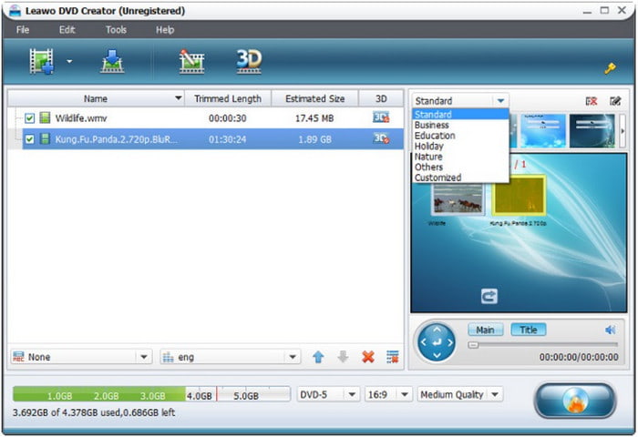 Leawo DVD Creator Uncomplicated Interface