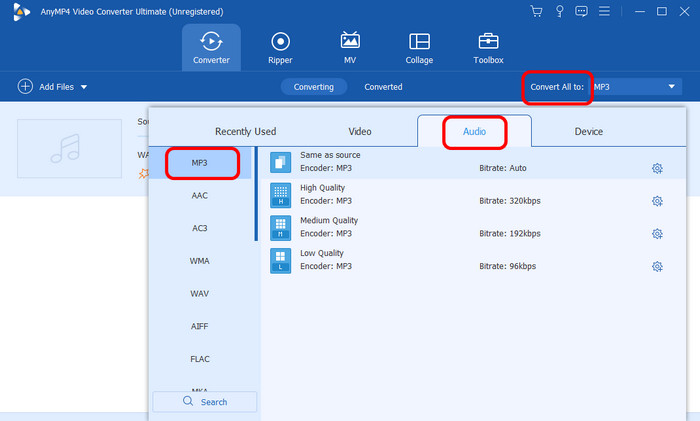 Choose The Mp3 Format