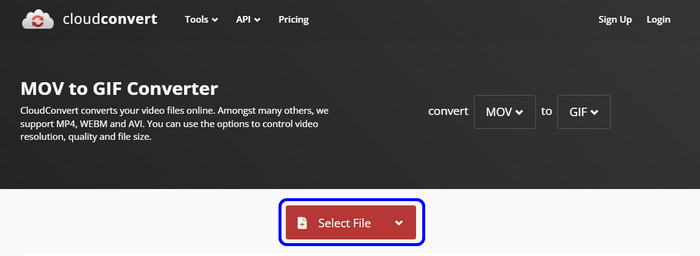 Select File Cloudconvert