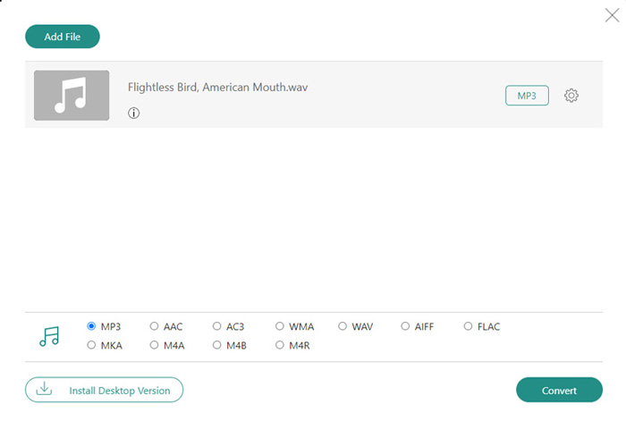 Select Mp3 as Output