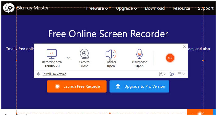 Free Screen Recorder Online Main Interface