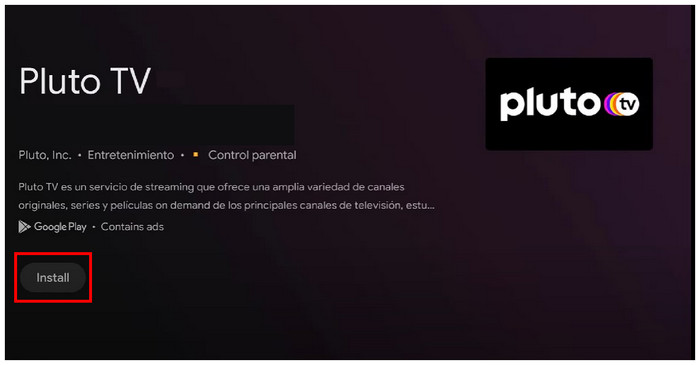 Get Pluto Tv Install Button