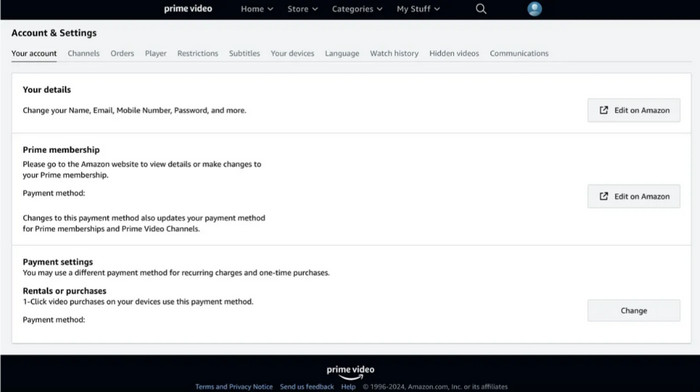 Amazon Prime Video Edit Cancel My Membership