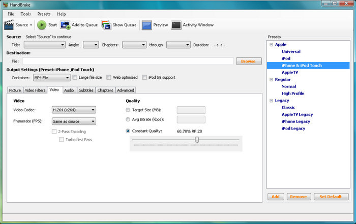 Handbrake Output Format Preset Start Encode