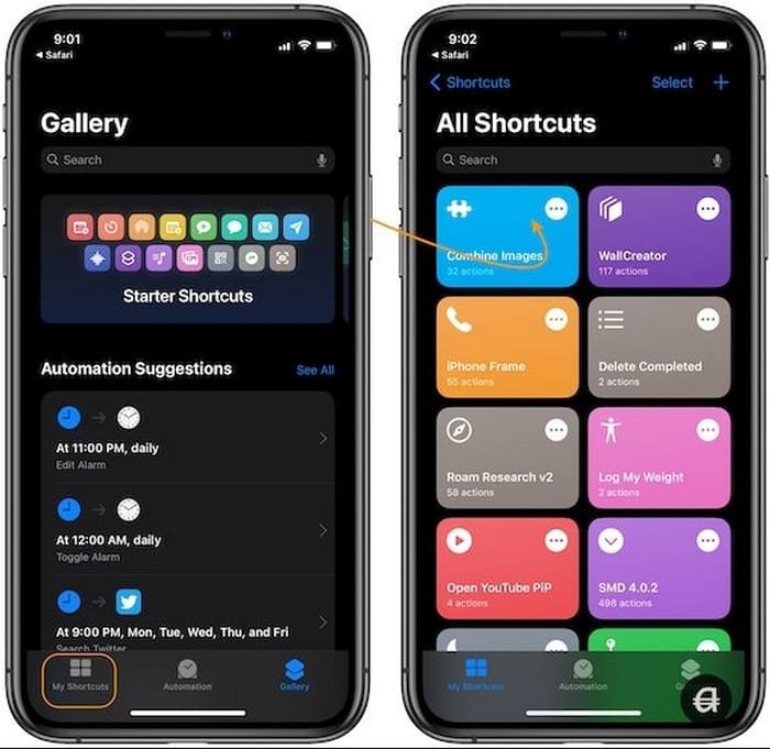 Shortcuts Combine Images Upload