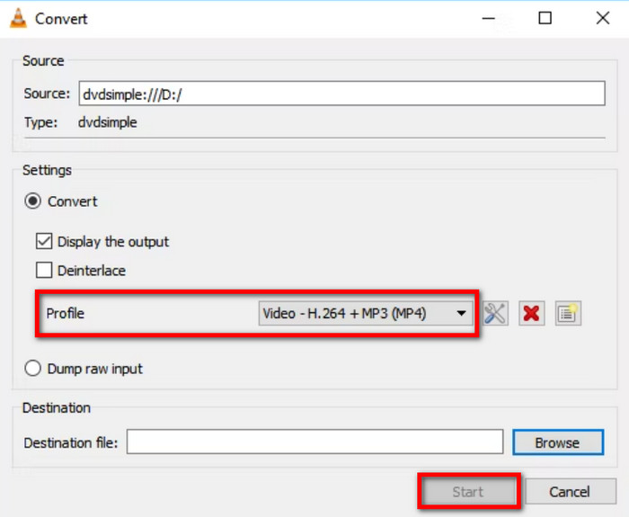 vlc Profile Output Format Start