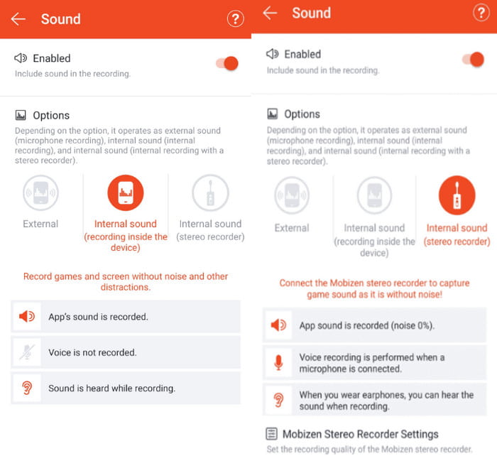 Mobizen Sound Internal Enable